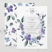 Dusty Paarse Floral Garden Wedding Invitation Kaart (Voorkant / Achterkant)