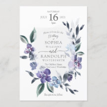 Dusty Paarse Floral Garden Wedding Invitation
