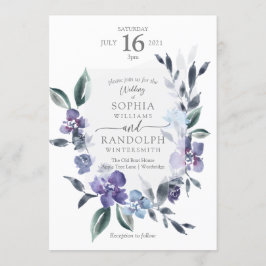 Dusty Paarse Floral Garden Wedding Invitation Kaart