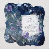 Dusty Paarse Floral Garden Wedding Invitation Kaart (Voorkant / Achterkant)
