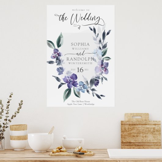Dusty Paarse Floral Garden Wedding Invitation Poster (Keuken)