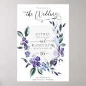 Dusty Paarse Floral Garden Wedding Invitation Poster (Voorkant)