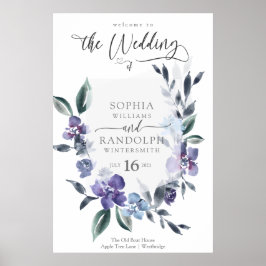 Dusty Paarse Floral Garden Wedding Invitation Poster