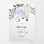 Dusty Paarse Floral in één QR-code bruiloft Drieluik Uitnodiging (Cover)