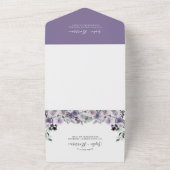 Dusty Paarse Floral Lila Flowers Rustic Wedding A All In One Uitnodiging (Buitenkant)
