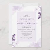 Dusty Paarse Floral Rustic Wedding Invitation Kaart (Voorkant)