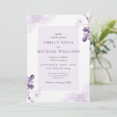 Dusty Paarse Floral Rustic Wedding Invitation Kaart (Staand voorkant)