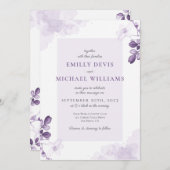 Dusty Paarse Floral Rustic Wedding Invitation Kaart (Voorkant / Achterkant)