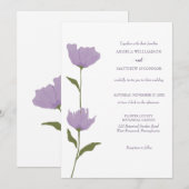 Dusty Paarse Floral, schoon, eenvoudig huwelijk Kaart (Voorkant / Achterkant)
