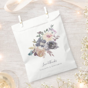 Dusty Paarse Floral Waterverf Aangepast huwelijk Bedankzakje