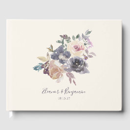 Dusty Paarse Floral Waterverf Wedding Custom Gastenboek