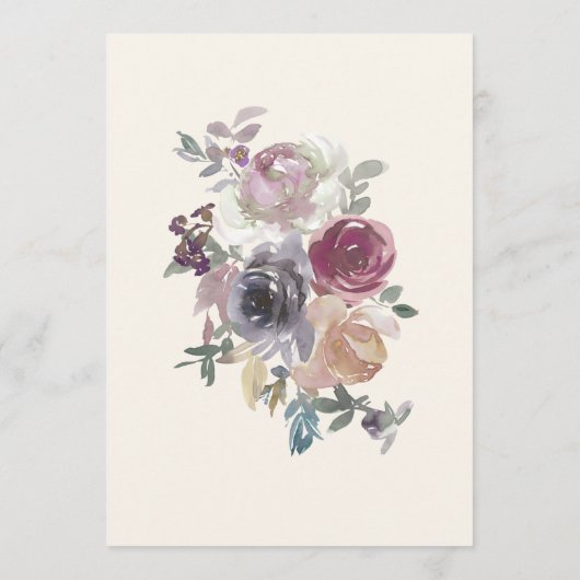 Dusty Paarse Floral Waterverf Wedding Custom Menu (Achterkant)