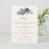 Dusty Paarse Floral Waterverf Wedding Custom Menu (Staand voorkant)