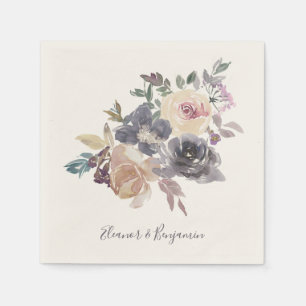 Dusty Paarse Floral Waterverf Wedding Custom Servet