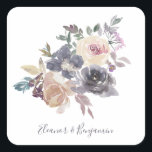Dusty Paarse Floral Waterverf Wedding Custom Vierkante Sticker<br><div class="desc">Dusty Paarse Floral Waterverf Wedding Custom Square Sticker</div>