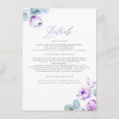 Dusty Paarse Floral Wedding Details Informatiekaartje (Voorkant)
