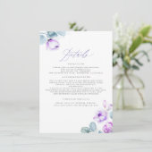 Dusty Paarse Floral Wedding Details Informatiekaartje (Staand voorkant)