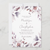 Dusty Paarse Floral Wedding Kaart (Voorkant)