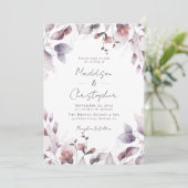 Dusty Paarse Floral Wedding Kaart (Staand voorkant)