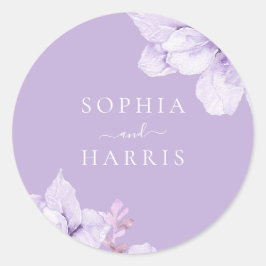 Dusty Paarse Floral Wedding Ronde Sticker
