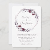 Dusty Paarse Floral Wreath Wedding Kaart (Voorkant)