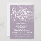 Dusty Paarse Grey Faux Glitter Ombre Afstuderen Kaart (Voorkant)