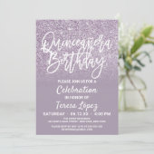 Dusty Paarse Grey Faux Glitter Ombre Quinceañera Kaart (Staand voorkant)