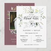 Dusty Paarse groene bladeren repetitie diner foto Kaart (Voorkant / Achterkant)