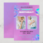 Dusty paarse grunge y2k fotoverjaardag kaart (Voorkant / Achterkant)
