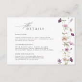 Dusty Paarse Lavendel Wildflower Wedding Details Informatiekaartje (Voorkant)