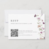 Dusty Paarse Lavendel Wildflower Wedding QR Code RSVP Kaartje (Voorkant)