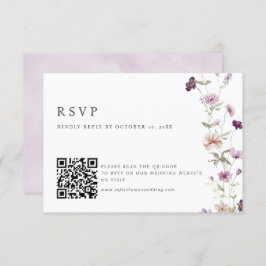 Dusty Paarse Lavendel Wildflower Wedding QR Code RSVP Kaartje