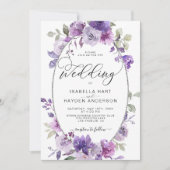 Dusty Paarse Lila MauveFloral Silver Foil Wedding Kaart (Voorkant)
