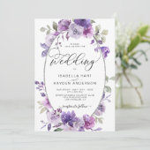 Dusty Paarse Lila MauveFloral Silver Foil Wedding Kaart (Staand voorkant)