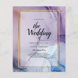 Dusty Paarse marine Blue Gold INK Wedding INVITE Flyer