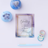 Dusty Paarse marine Blue Gold INK Wedding INVITE Flyer (Enkel)