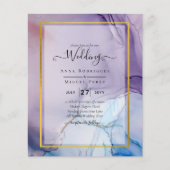 Dusty Paarse marine Blue Gold INK Wedding INVITE Flyer (Voorkant)