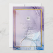 Dusty Paarse marine Blue Gold INK Wedding INVITE Kaart (Achterkant)