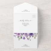Dusty Paarse Mauve Floral Wedding Details RSVP All In One Uitnodiging (Buitenkant)