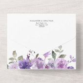 Dusty Paarse Mauve Floral Wedding Details RSVP All In One Uitnodiging (Achterkant)