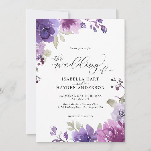 Dusty Paarse Mauve Lila Floral Boho Wedding Kaart (Voorkant)