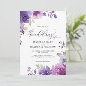 Dusty Paarse Mauve Lila Floral Boho Wedding Kaart (Staand voorkant)