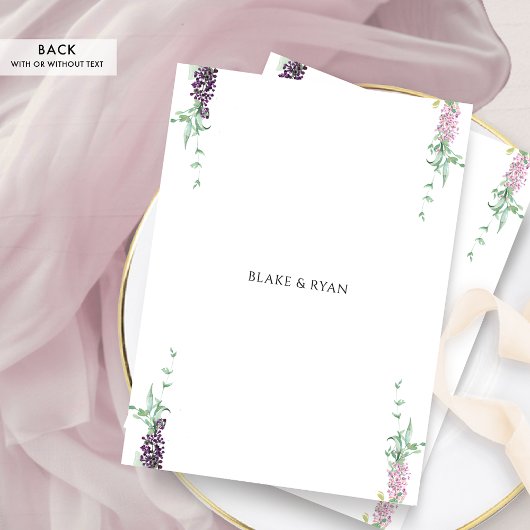 Dusty Paarse, Mauve Pastel Bloemen Monogram Huweli Kaart