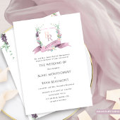 Dusty Paarse, Mauve Pastel Formal Monogram Wedding Kaart
