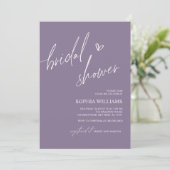 Dusty Paarse minimalistische bridal Shower-uitnodi Kaart (Staand voorkant)