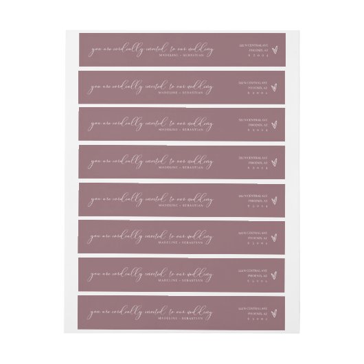 Dusty Paarse Modern Minimalist Wedding Script (Vel)