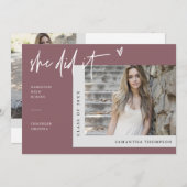 Dusty Paarse moderne boho ze deed het Afstudeerder Kaart (Voorkant / Achterkant)