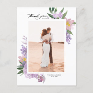 Dusty Paarse Peonies Foto Weddenschap Dank je Briefkaart