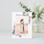 Dusty Paarse Peonies Foto Weddenschap Dank je Briefkaart (Staand voorkant)