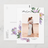 Dusty Paarse Peonies Foto Weddenschap Dank je Briefkaart (Voorkant / Achterkant)